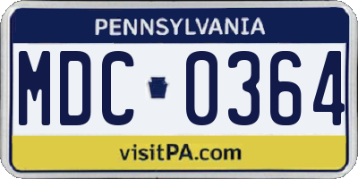 PA license plate MDC0364