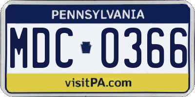 PA license plate MDC0366
