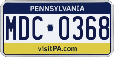 PA license plate MDC0368