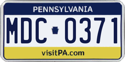PA license plate MDC0371