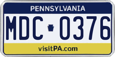 PA license plate MDC0376