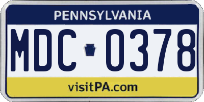 PA license plate MDC0378