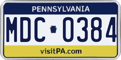 PA license plate MDC0384