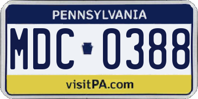 PA license plate MDC0388
