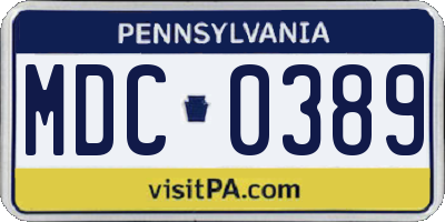 PA license plate MDC0389