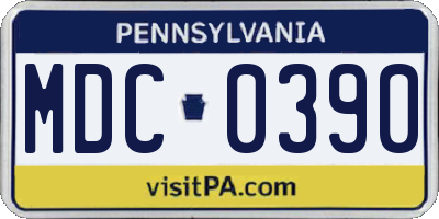 PA license plate MDC0390