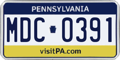 PA license plate MDC0391