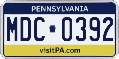 PA license plate MDC0392