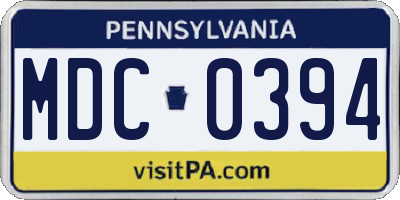 PA license plate MDC0394