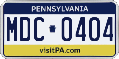 PA license plate MDC0404
