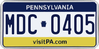 PA license plate MDC0405