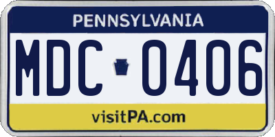 PA license plate MDC0406