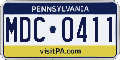 PA license plate MDC0411