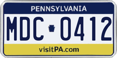 PA license plate MDC0412