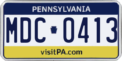 PA license plate MDC0413