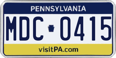 PA license plate MDC0415