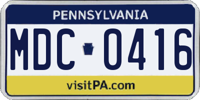 PA license plate MDC0416