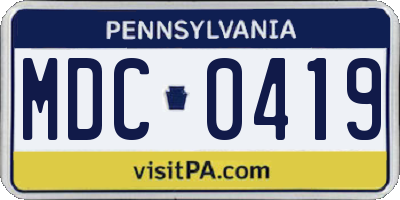 PA license plate MDC0419