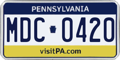 PA license plate MDC0420