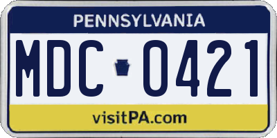 PA license plate MDC0421