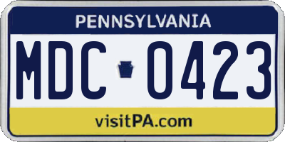 PA license plate MDC0423