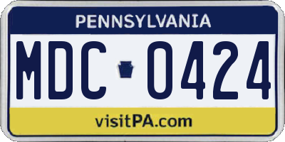 PA license plate MDC0424