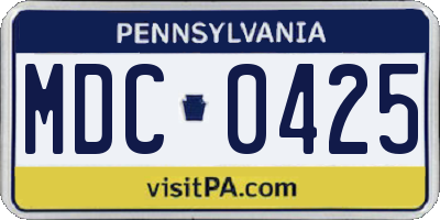 PA license plate MDC0425
