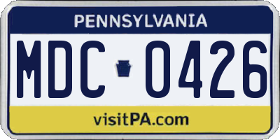 PA license plate MDC0426