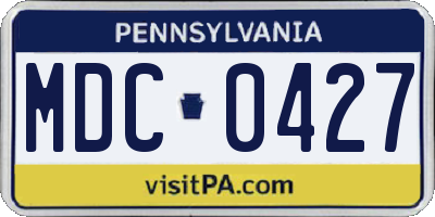 PA license plate MDC0427