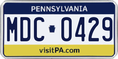 PA license plate MDC0429