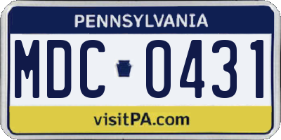 PA license plate MDC0431