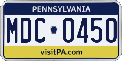 PA license plate MDC0450
