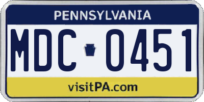 PA license plate MDC0451