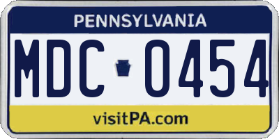 PA license plate MDC0454