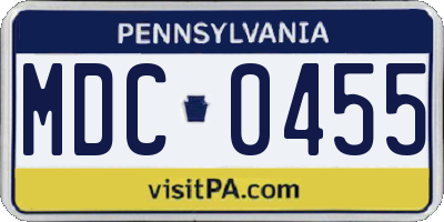 PA license plate MDC0455