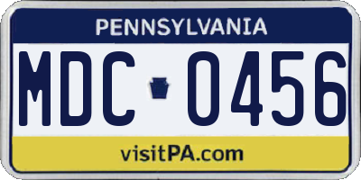 PA license plate MDC0456