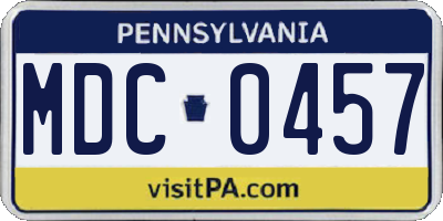 PA license plate MDC0457