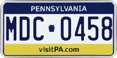 PA license plate MDC0458