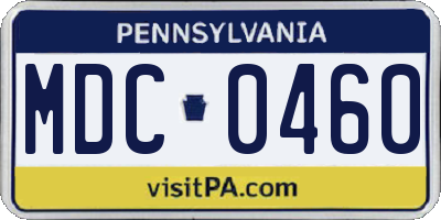 PA license plate MDC0460