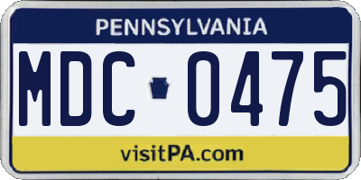 PA license plate MDC0475