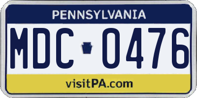 PA license plate MDC0476