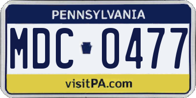 PA license plate MDC0477