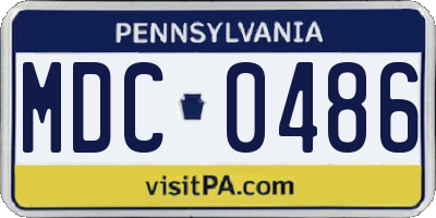 PA license plate MDC0486