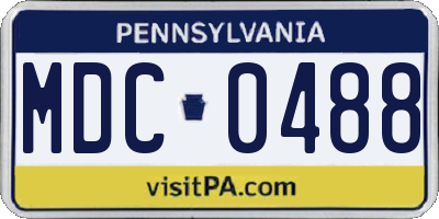 PA license plate MDC0488