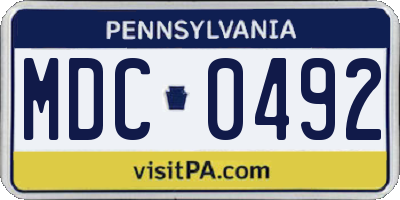 PA license plate MDC0492