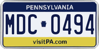 PA license plate MDC0494