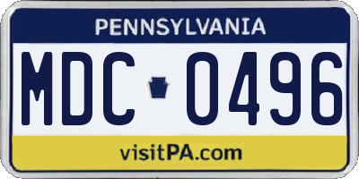 PA license plate MDC0496