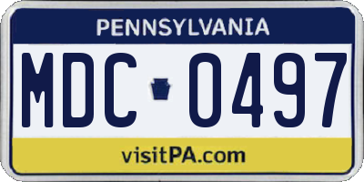 PA license plate MDC0497