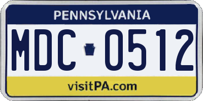 PA license plate MDC0512