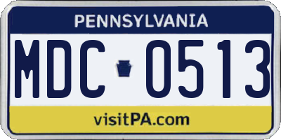 PA license plate MDC0513